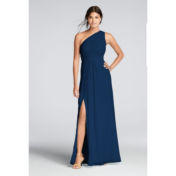 David's Bridal Dresses & Skirts - David's bridal one shoulder marine chiffon dress